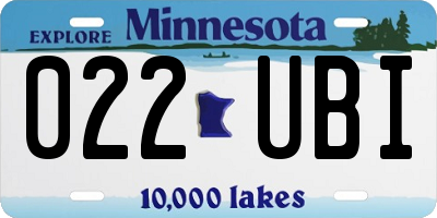 MN license plate 022UBI