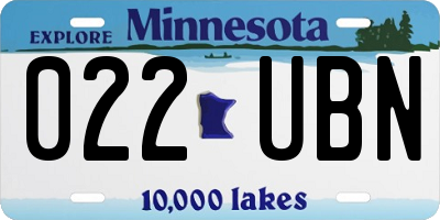 MN license plate 022UBN