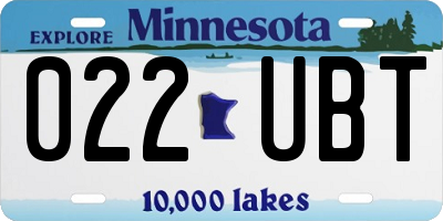 MN license plate 022UBT