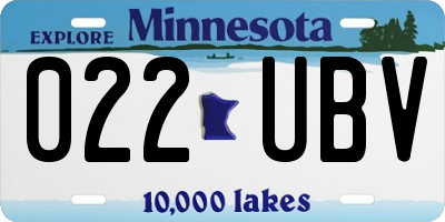 MN license plate 022UBV