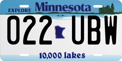 MN license plate 022UBW