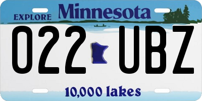 MN license plate 022UBZ