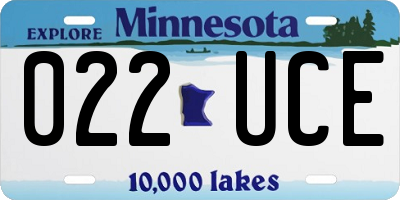 MN license plate 022UCE