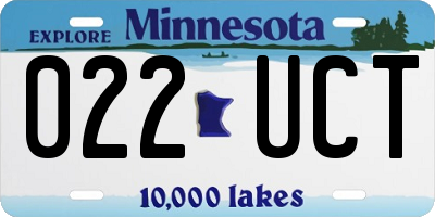 MN license plate 022UCT