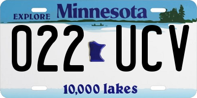 MN license plate 022UCV