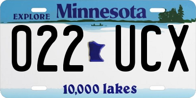 MN license plate 022UCX