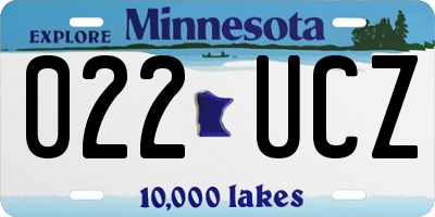 MN license plate 022UCZ