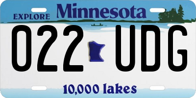 MN license plate 022UDG