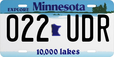 MN license plate 022UDR