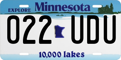 MN license plate 022UDU