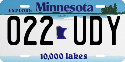 MN license plate 022UDY