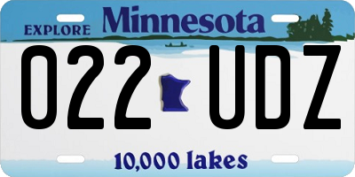 MN license plate 022UDZ