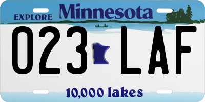 MN license plate 023LAF