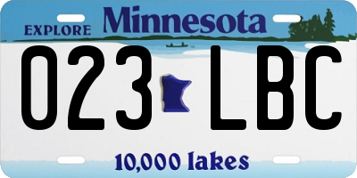MN license plate 023LBC