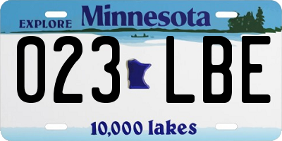 MN license plate 023LBE