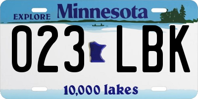MN license plate 023LBK