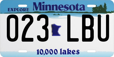 MN license plate 023LBU