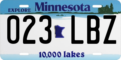 MN license plate 023LBZ