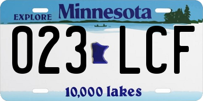 MN license plate 023LCF