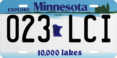 MN license plate 023LCI