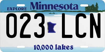 MN license plate 023LCN