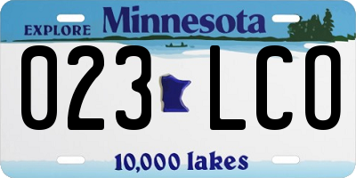 MN license plate 023LCO