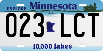 MN license plate 023LCT