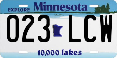 MN license plate 023LCW