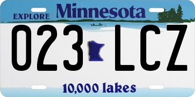 MN license plate 023LCZ