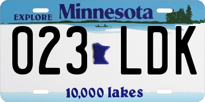 MN license plate 023LDK