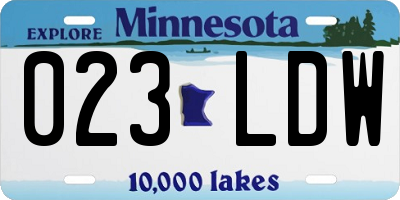MN license plate 023LDW