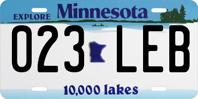 MN license plate 023LEB