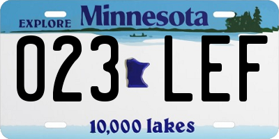 MN license plate 023LEF