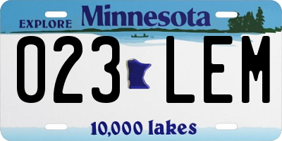 MN license plate 023LEM