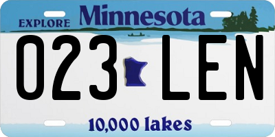 MN license plate 023LEN