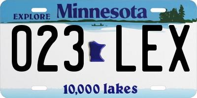 MN license plate 023LEX