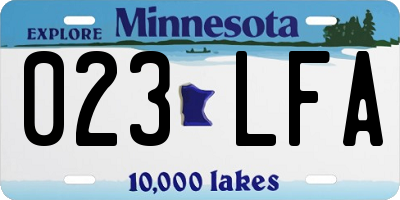 MN license plate 023LFA
