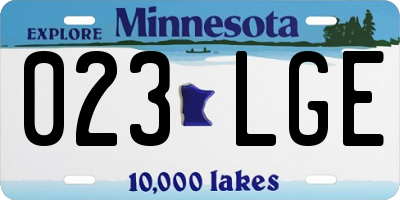 MN license plate 023LGE