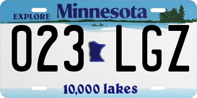 MN license plate 023LGZ