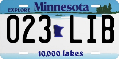 MN license plate 023LIB