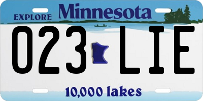 MN license plate 023LIE