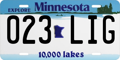 MN license plate 023LIG