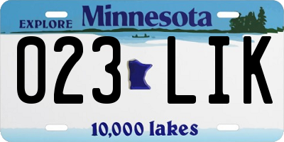 MN license plate 023LIK