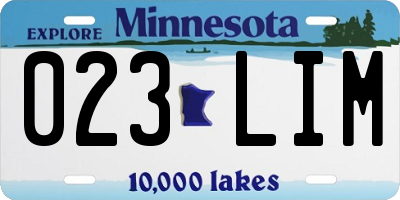 MN license plate 023LIM
