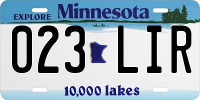 MN license plate 023LIR