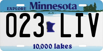 MN license plate 023LIV