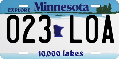 MN license plate 023LOA