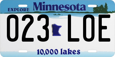 MN license plate 023LOE
