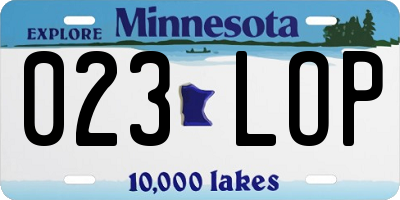 MN license plate 023LOP