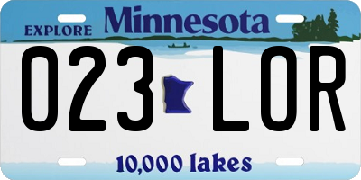 MN license plate 023LOR